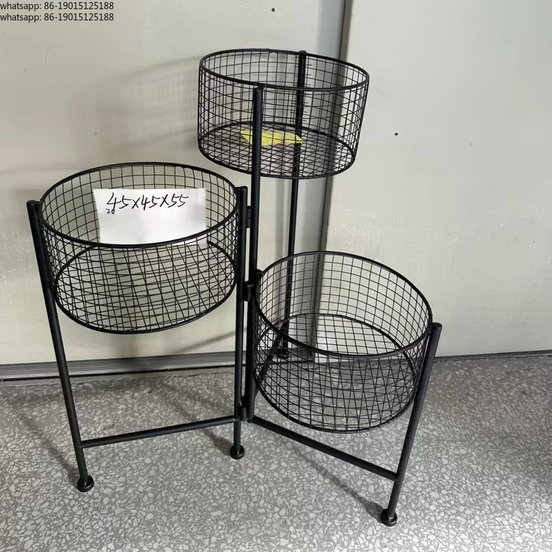 Simple three-layer flower stand, wrought iron anti-rust flower pot stand, courtyard flower stand, balcony folding plant stand