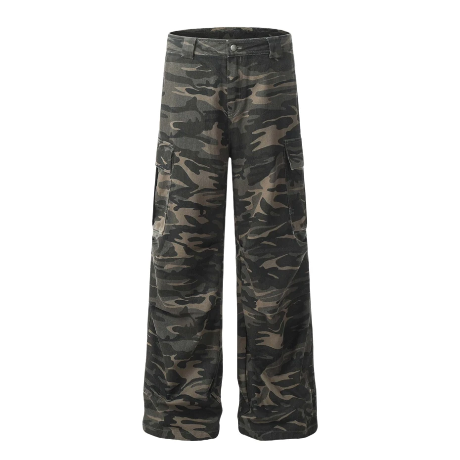 

Camouflage Jeans Mens Streetwear Punk Y2k Cargo Trousers Men Harajuku Vintage 2025 New Baggy Wide-leg Denim Pants Male