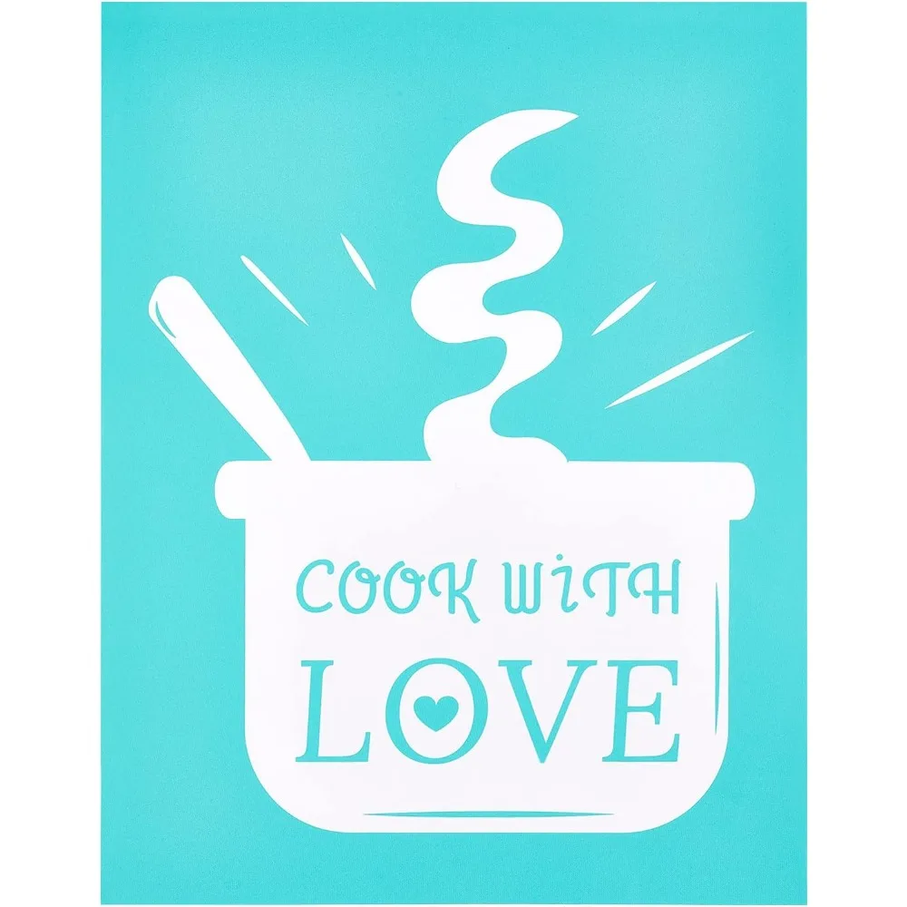 Self-Adhesive Silk Screen Printing Stencil for Painting on Wood DIY Decoration T-Shirt Fabric Pot with Word COOK WITH LOVE