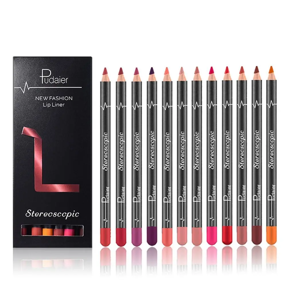 Waterproof Lipliner Pen Set, Matte, Maquiagem, Nu, Brown, Lip Liner, Lápis, Hidratar, Longa Duração, Contorno, Tint Batom, Presente, Moda