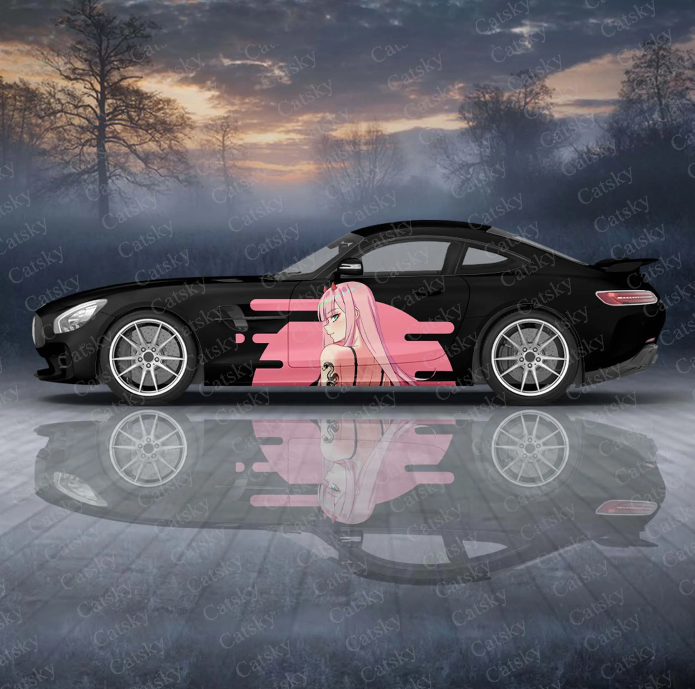 Zero Two Anime Girl  2pcs Car Sticker for Universal Large  Car Sticker for Univers, Car Stickers on The Left and Right Sidesal