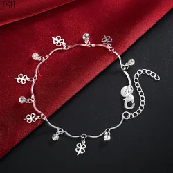 Wholesale 925 Silver Plated exquisite flower chain bracelet fashion charm Anklet wedding Cute women lady party gift LH034