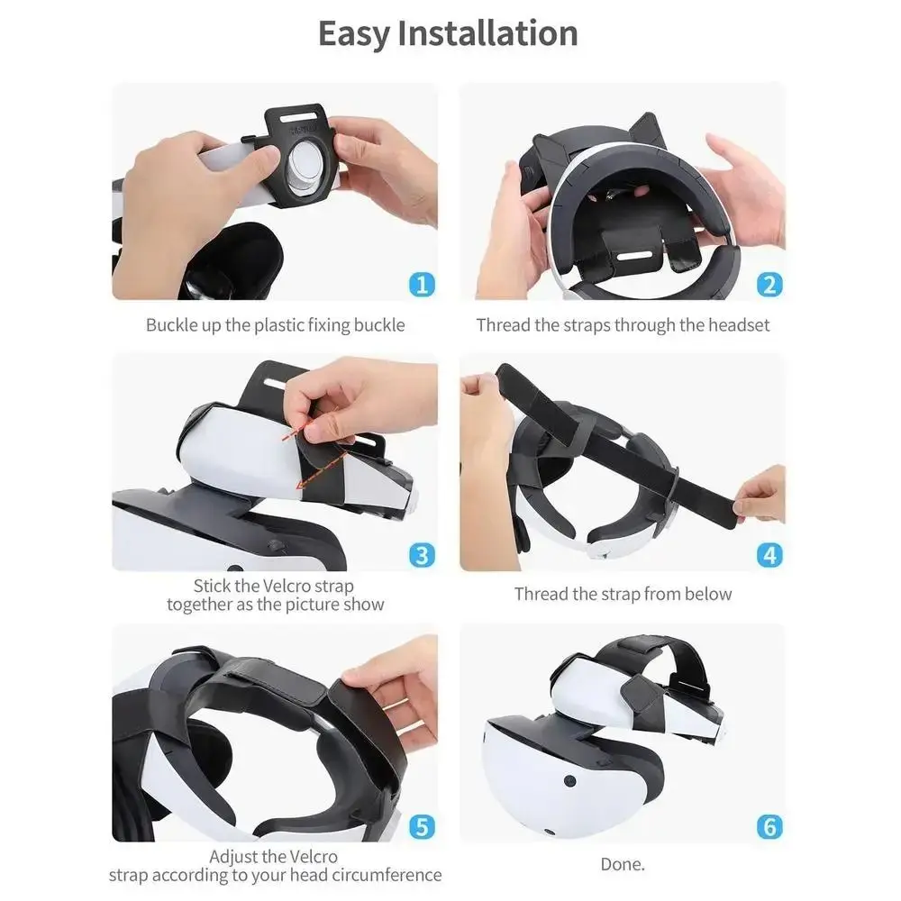 Adjustable VR Headband Ergonomic PU Leather VR Head Strap Tie Comfortable Lightweight VR Glasses Headband Bracket for PS VR2