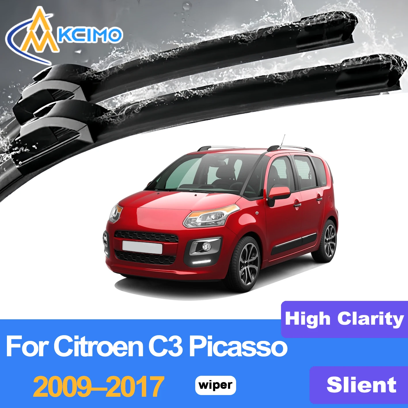 

KCIMO 2PCS Front Windshield Wiper Blades For Citroen C3 Picasso 2009–2017, Noise Reduction Technology Quiet Operation