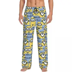 Custom Cartoon Animation Minions Pajama Pants Men's Lounge Sleep Drawstring Sleepwear Bottoms with Pockets