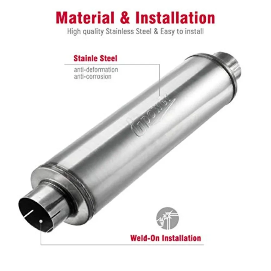 Knalpot Diesel 4 Inlet dengan Bodi 7 x 24 dan Panjang Keseluruhan 30, Dirancang untuk Performa Tinggi, Stainless Steel Straight Through