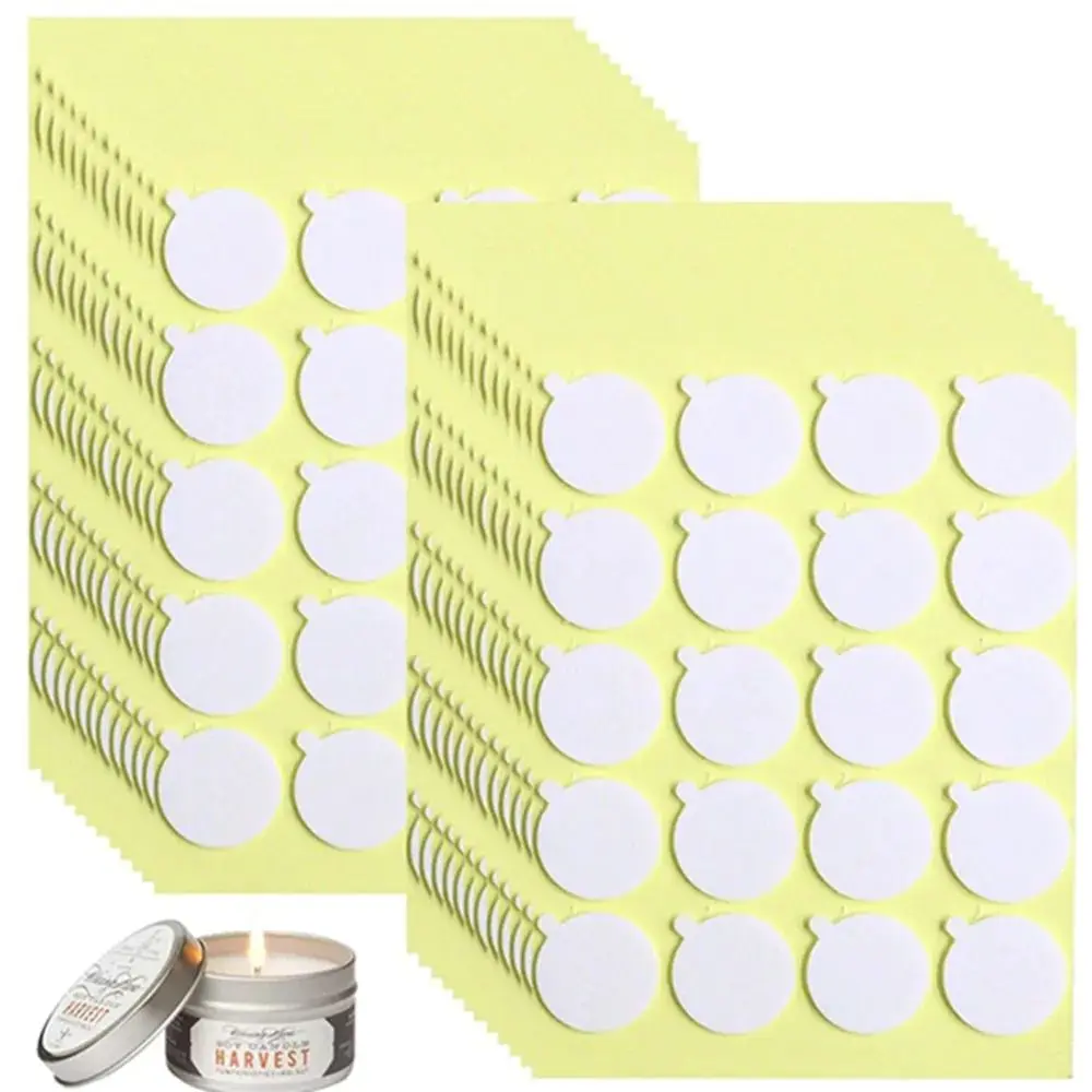 

240 шт., термостойкие наклейки на фитиль для свечей, двусторонние наклейки на восковой фитиль, клейкая наклейка с маленьким хвостом, фитиль для свечей, клейкая свеча