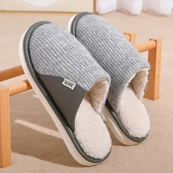 Pantoufles de maison en peluche pour hommes et femmes, toboggans en fourrure décontractés, chaussures souples pour couples, appartements de sol de chambre à coucher, intérieur, chaud, hiver, nouveau, grande taille, 48, 49