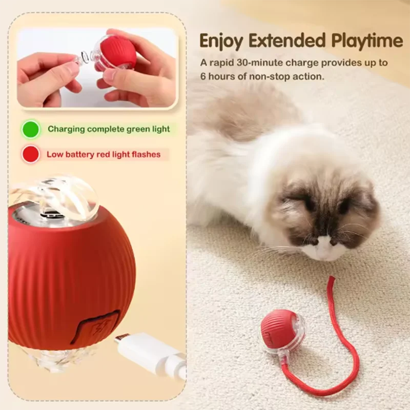 Intelligent interactive cat ball long-lasting and durable easy to clean intelligent obstacle avoidance pet cat and dog toys view 3