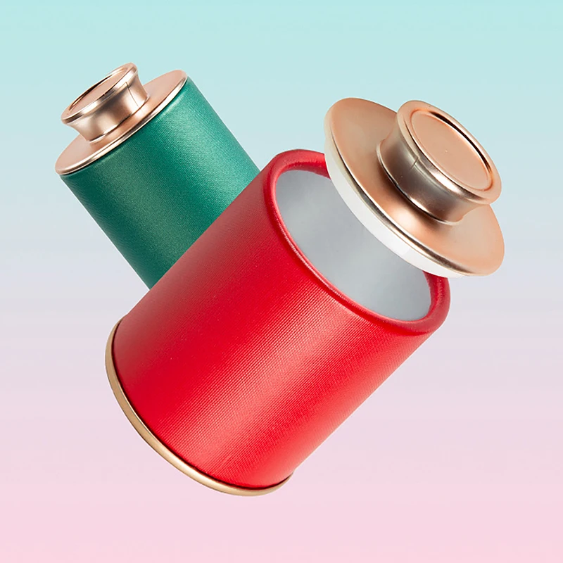 Household Mini Empty Tea Tin Can Household Green Black Tea Sealed Jar Portable Travel Small Tea Packaging Box Paper Storage Can
