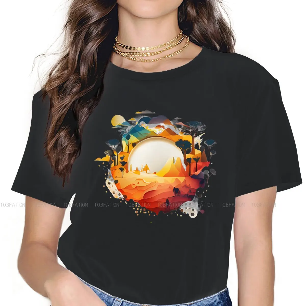 Many Lands Under One Sun TShirt for Woman Girl Trees Humor Casual Sweatshirts T Shirt Trendy Fluffy