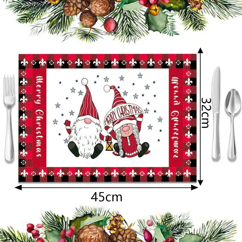 VIKAMA Christmas Faceless Dwarf Doll Meal Mat Waterproof and Insulated Table Mat Holiday Party Home Restaurant Table Decor Mat