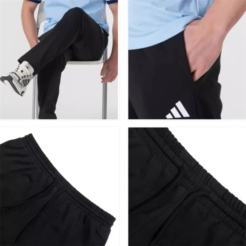 

Длинные брюки Adidas, мужские черные спортивные брюки, повседневная одежда, плотно дышащие, мягкие, для отдыха, эластичные, кружевные, махровые, S-XXL JY8568