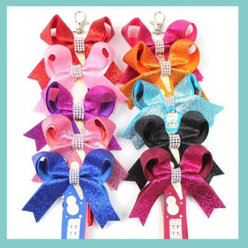  Pack of 10 Cheerleading Spirit Bows Keychains Stylish Teen Girl Bag Accessories