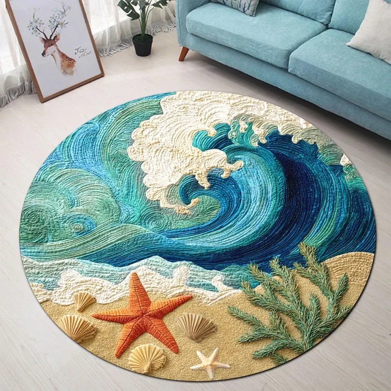 Round 3D Deep Ocean Vortex Illusion Rug – Whirlpool Design for Living Room Bedroom Gamer Room Decor