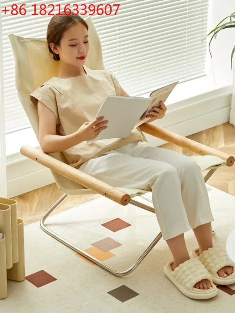 TA O Folding Chair Backrest Leisure Chair Home Recliner Lunch Break Folding Outdoor Canvas Chair Lazy Reclining