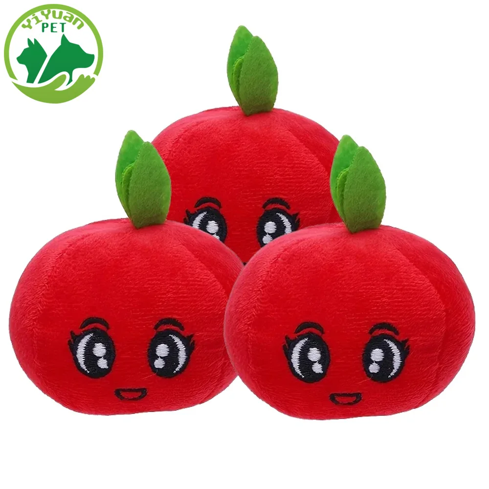 

Pet Plush Apple Toys Fruit Shaped Products Indoor Play Squeaky Filling Accessories Cat Dog Chewing Interactive Game Supplies