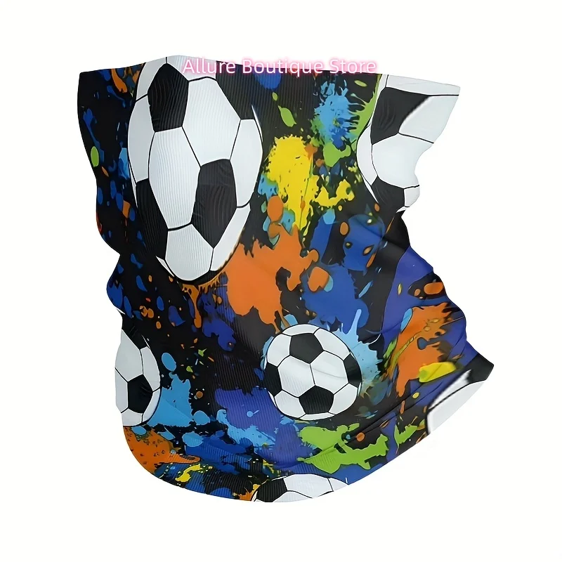 Men's & Women's Breathable Football Print Scarf & Neck Gaiter - Multifunctional Outdoor Face Mask, Sweat-Wicking for,, Football