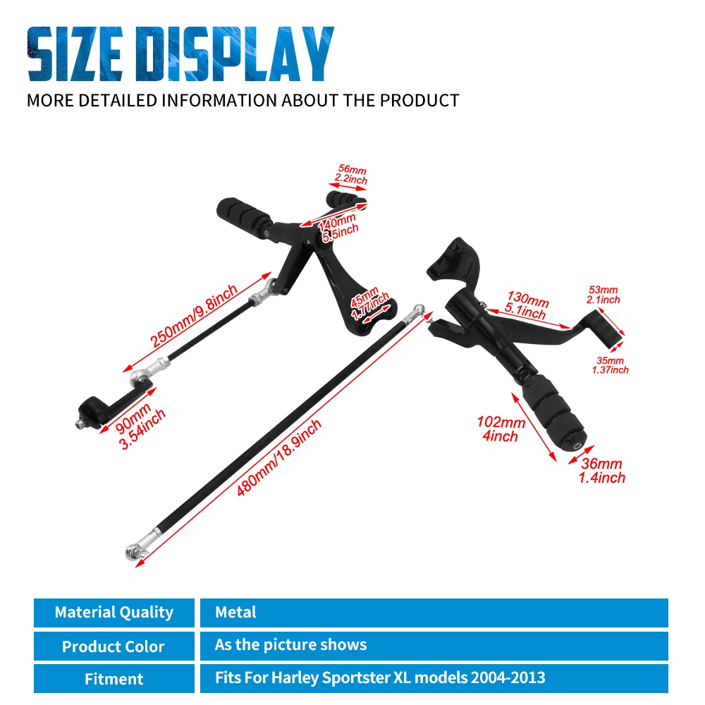 Motorcycle Forward Controls Complete Kit Pegs Levers Linkages Black For Harley Sportster 1200 Custom Seventy Two 883 Iron 04-22