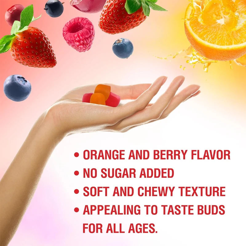 Calcium magnesium zinc gummies contain vitamins D3 and K2- efficiently enhance absorption - orange and berry flavored 60 gummies