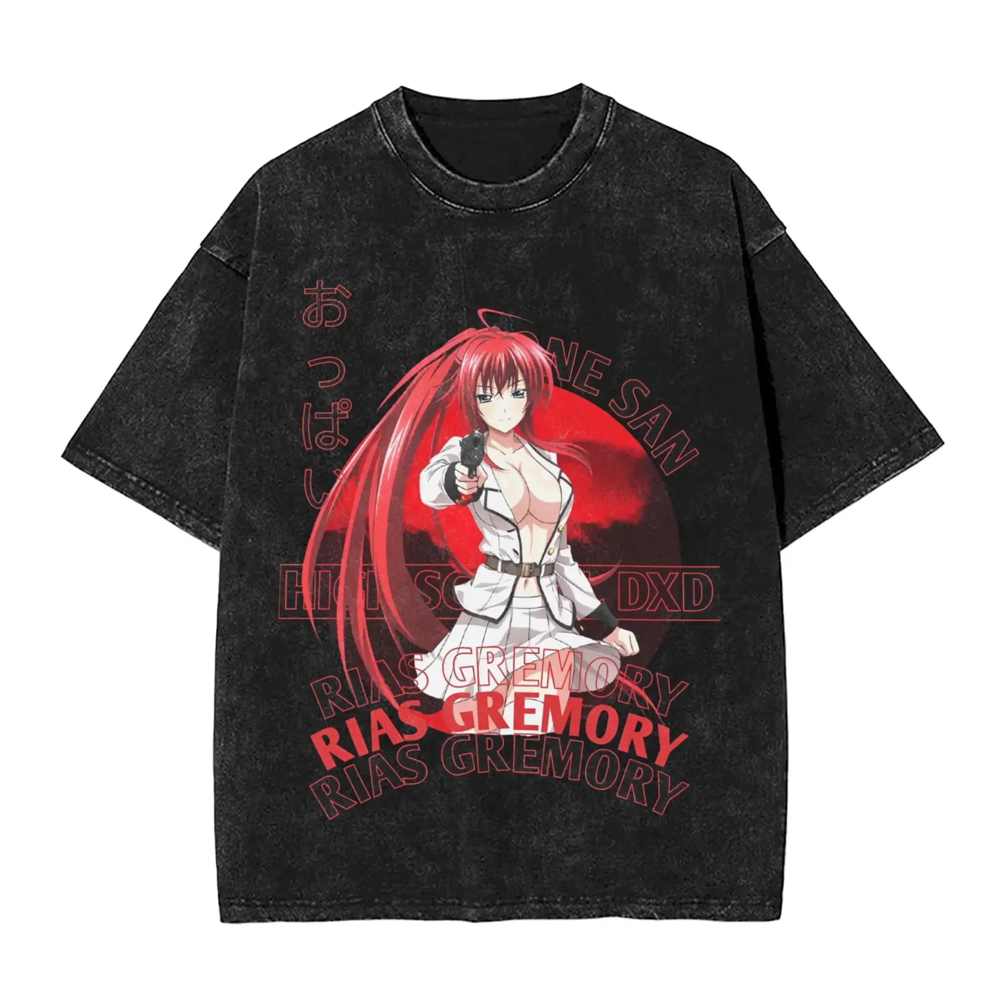 High School DxD Rias Gremory Merch Vintage Wash Tee T-Shirts Women Men Fashion Streetwear Short Sleeve Top view 5