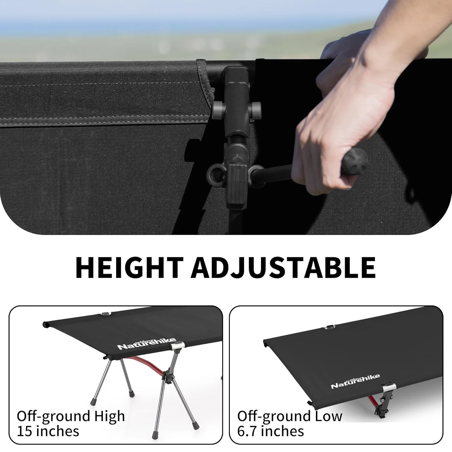 Naturehike Folding Camping Cot Height Adjustable Ultralight Backpacking Cot Portable Outdoor Travel Camping Bed Tent Bed view 3