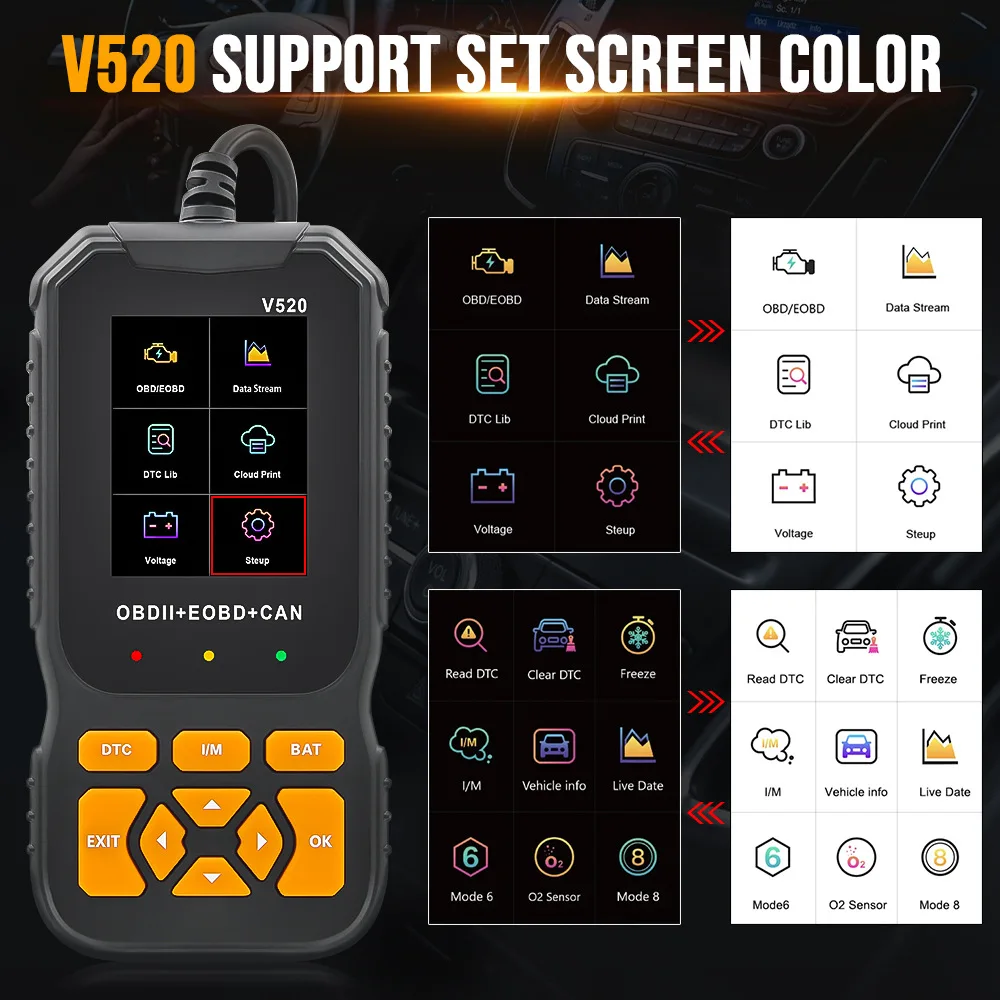 NOYAFA V520 Car Diagnostic Detector DC 9V-16V Code Reader OBD2 Function Fault Diagnosis Tester Check Engine Auto Scan Tool