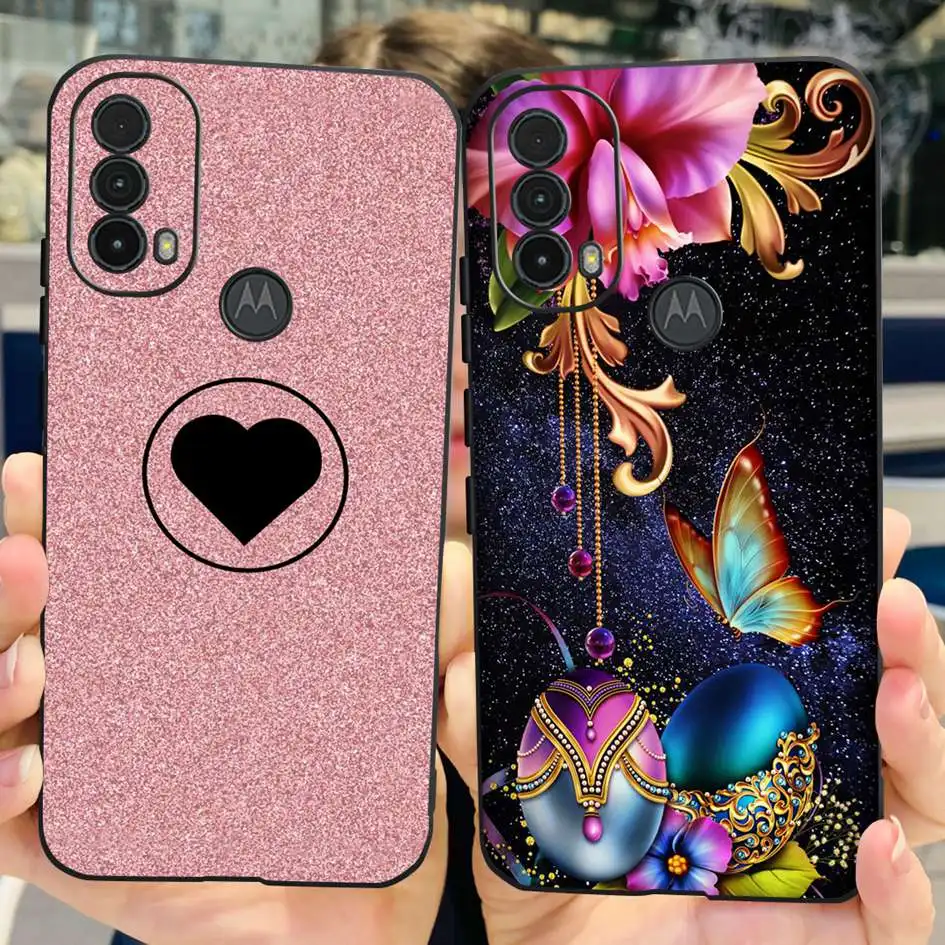 For Motorola Moto E20 E30 E40 Case Fashion Butterfly Heart Cover TPU Shockproof Coque For Moto E20 XT2155 Bumper E 30 E 40 Cover