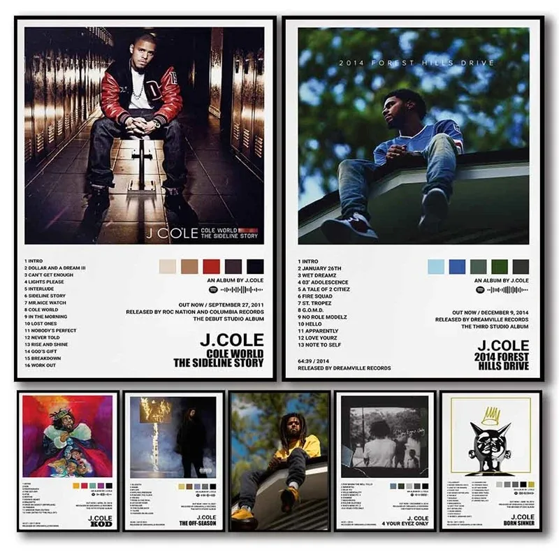 Nordic Pop Album Cover Poster Aesthetic Rapper Hip Hop Music Comic J.Cole Drive Kod Canvas Wall Art Mural Bar Home Room Decor