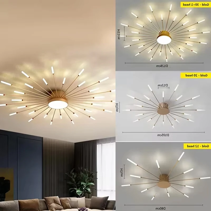 

DINDALLED Modern LED Ceiling Light Chandelier for Living Room Bedroom Lamp Home Decor Indoor Lighting Fixture Lustre