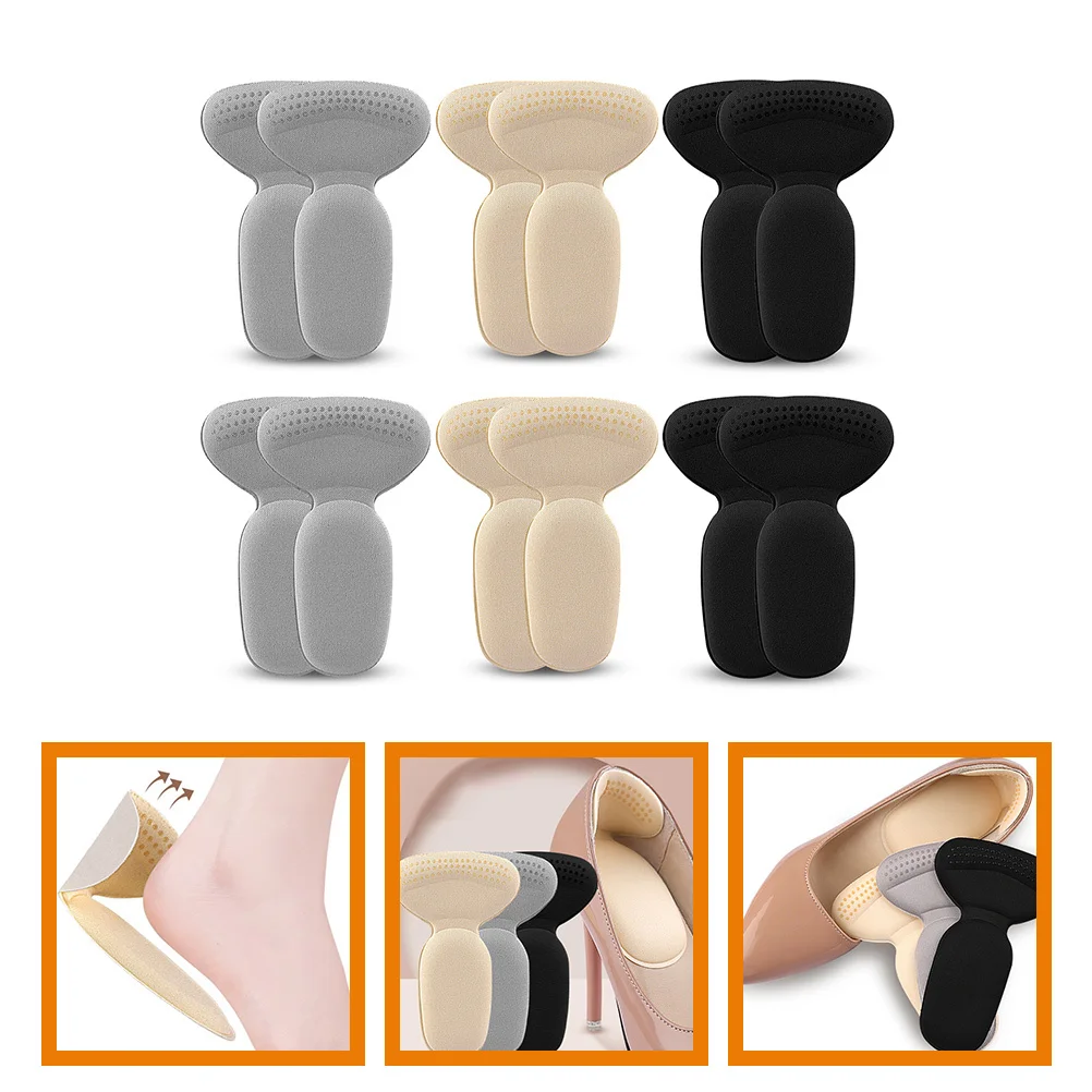 

6Pairs High Heel Pads Breathable Cushioning Heel Inserts for Foot Comfort Nonslip Soft Silicone Foot Protection Insoles