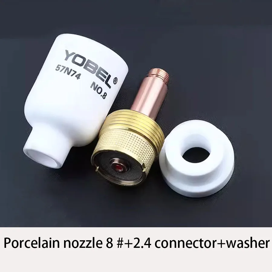 Argon arc welding ceramic nozzle welding gun accessories with mesh connection body, guide element, tungsten needle clamp pipe WP