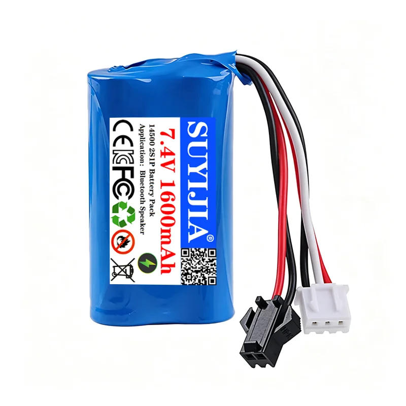 2S1P 7.4V 14500 1600mAh Li-ion Battery SM-2P +XH2.54-3P Plug For Remote Control water bullet gun Toys RC Parts 2S 7.4V Battery