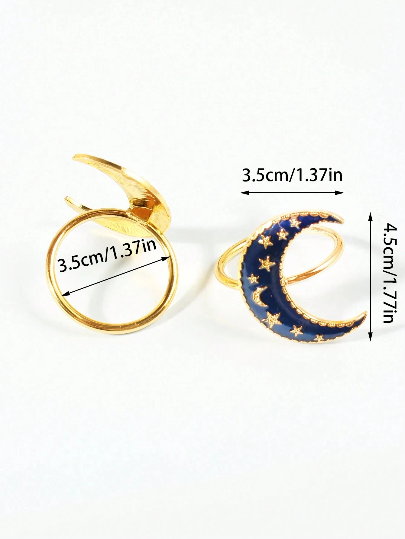 Alloy Star & Crescent Moon Napkin Rings Metal Table Decor for Eid Ramadan Islamic Party Banquet Restaurant Home Kitchen