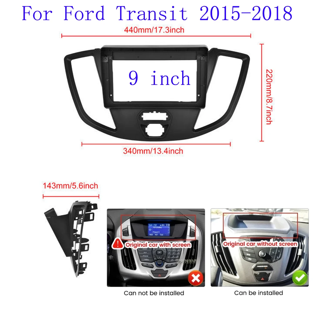 

9-дюймовый адаптер для автомобильной рамы Canbus Box Decoder Android радио приборная, комплект панелей для Ford Transit 2015-2018