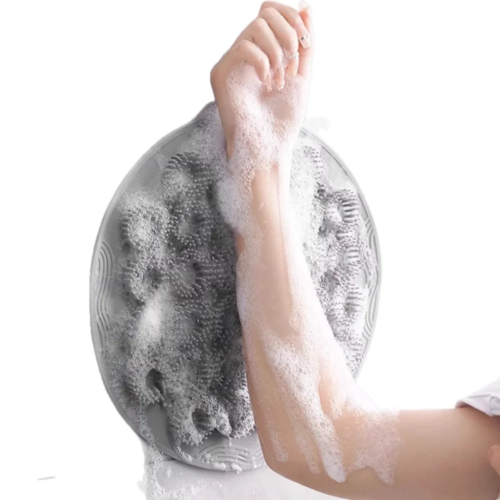 Silicone Wall Mounted Back Scrubber Mat Shower Foot Scrubber Non-Slip Body Massage Pad with Strong Suction Cups Bathroom Scrubbi