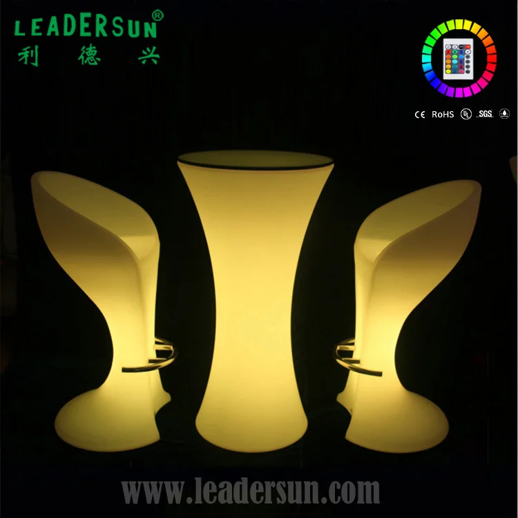 Set furnitur Bar Led multiwarna dapat diisi daya ulang tahan air tanpa kabel 58*48*110CM Set meja Bar Led atas tinggi