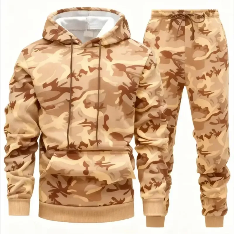 Camouflage Tracksuit Set 3D Print Two Piece Sportswear Casual Sweatshirt Pants Outfit Men Women Athletic Jogging Suit Clothing