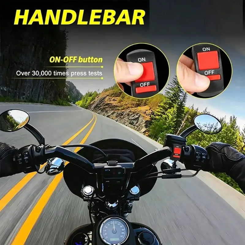 Motorcycle LED Light Wiring Harness 12V Bar Control Switches for 22Mm 7/8 Inch Handlebars and Auxiliary Lamps H9EE