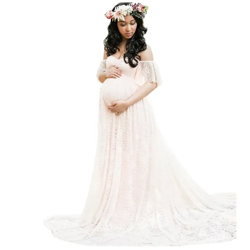 Long Maternity Photography Props Pregnancy Dress Photography Maternity Dresses for Photo Shoot Pregnant Dress Lace Maxi Gown