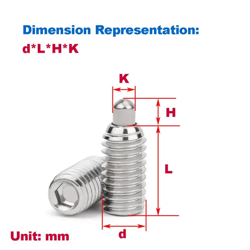 

304 Stainless Steel Ball Set Screw Spring Ball Head Plunger Spring Telescopic Pin for Positioning M4 M5 M6 M8 M10 M12