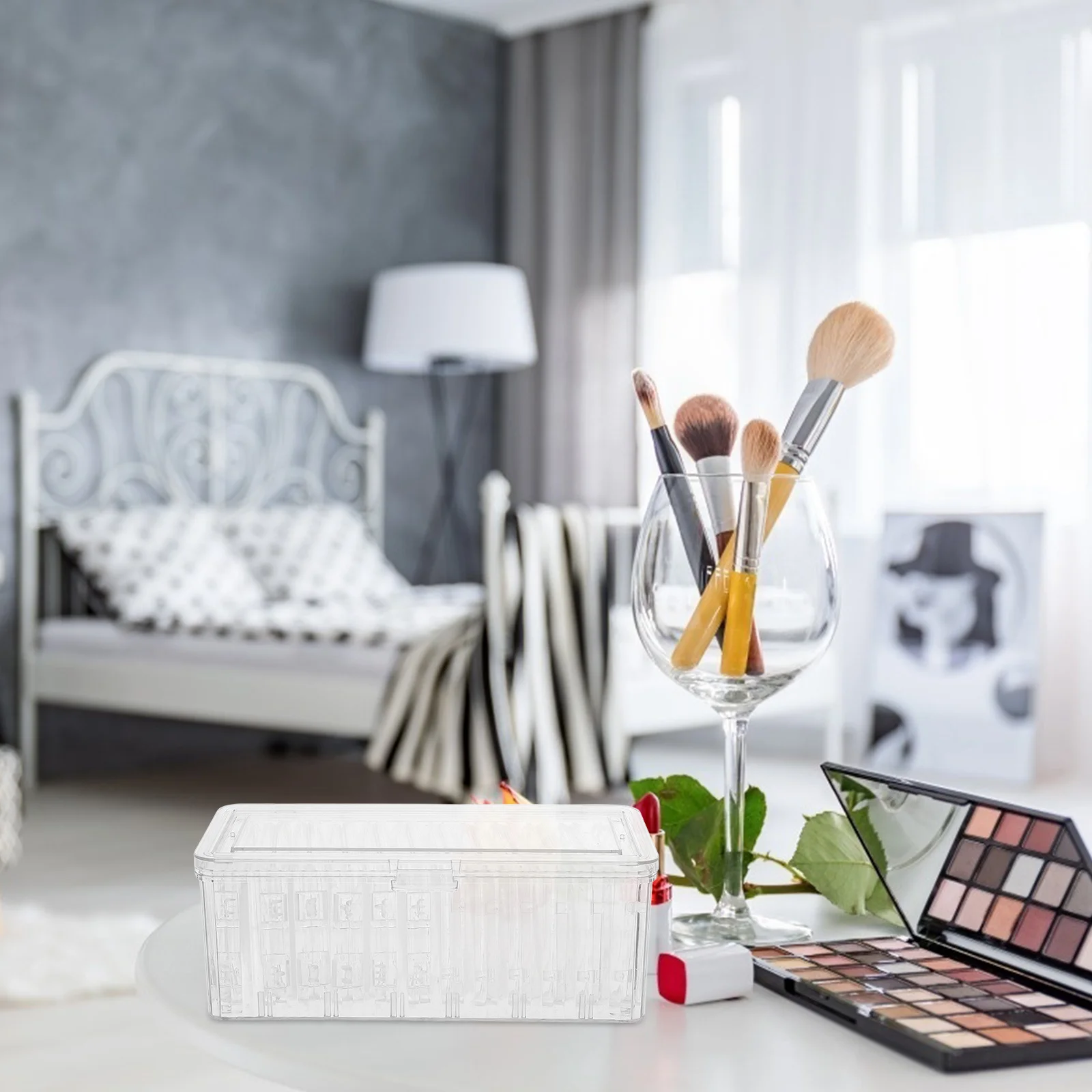 

1Set Acrylic Jewelry Storage Box Clear Transparent Organizer Case with 12 Anti-Tarnish Compartments for Earrings Rings