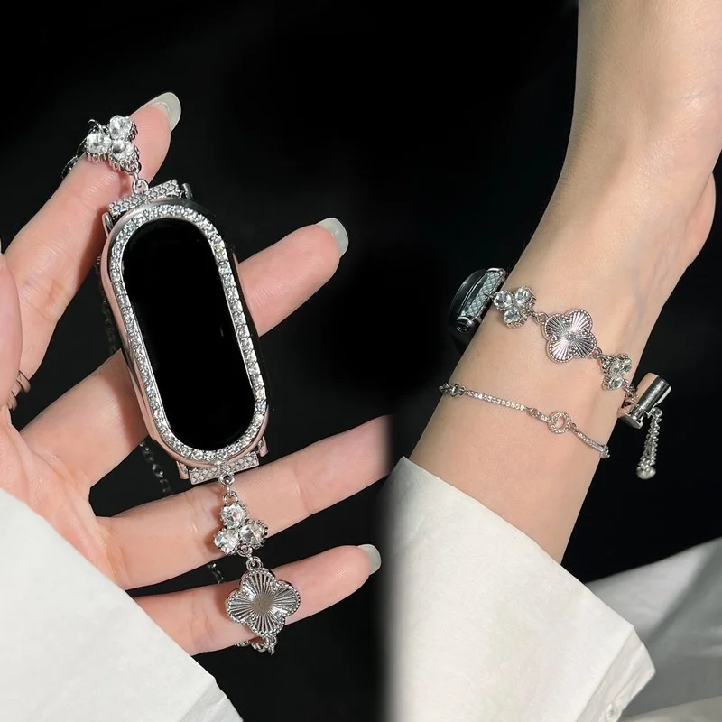 

Sparkling Four Leaf Clover Suitable for watch straps Xiaomi Band 8Pro/9Pro，For Mi band 3/4/5/6/7，8/8NFC/9/9NFC/10/10NFC，For Redm