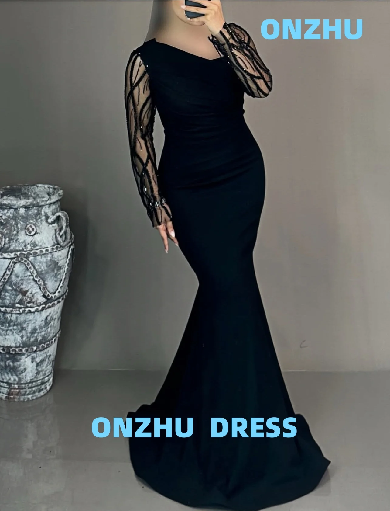 

Элегантное вечернее платье с v-образным вырезом и длинными рукавами, элегантное роскошное вечернее платье amanda's novias, женское вечернее платье