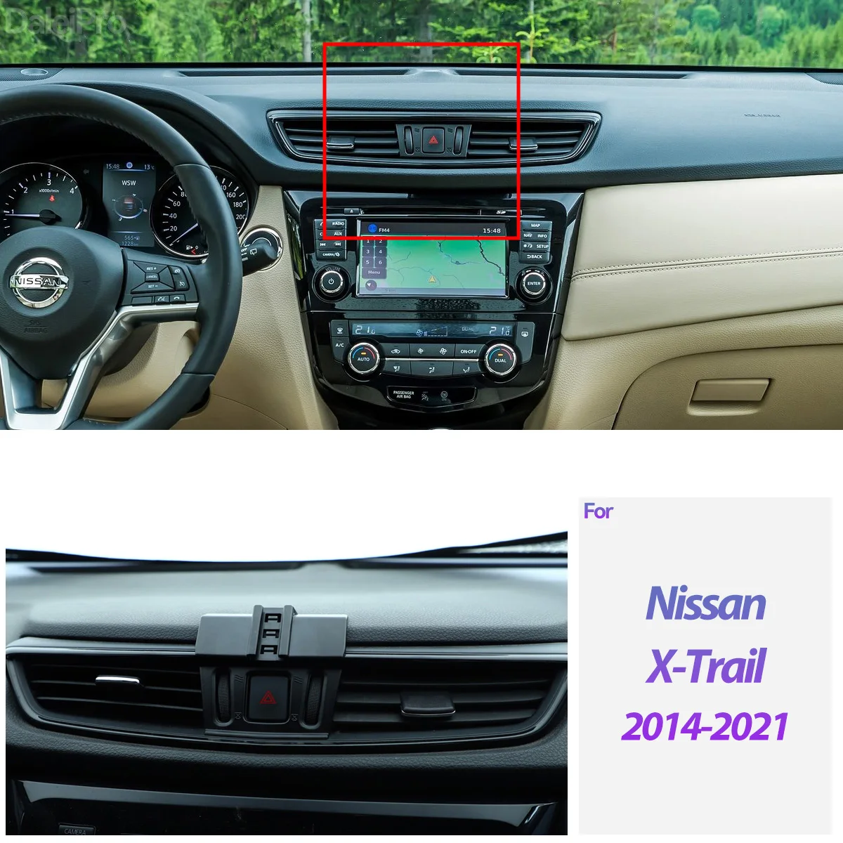 For 2014-2021 Nissan X-Trail T32 Car Phone Holder Wireless Charger Magsafe Holder Auto Clamping Strong Magnet Car Accessories