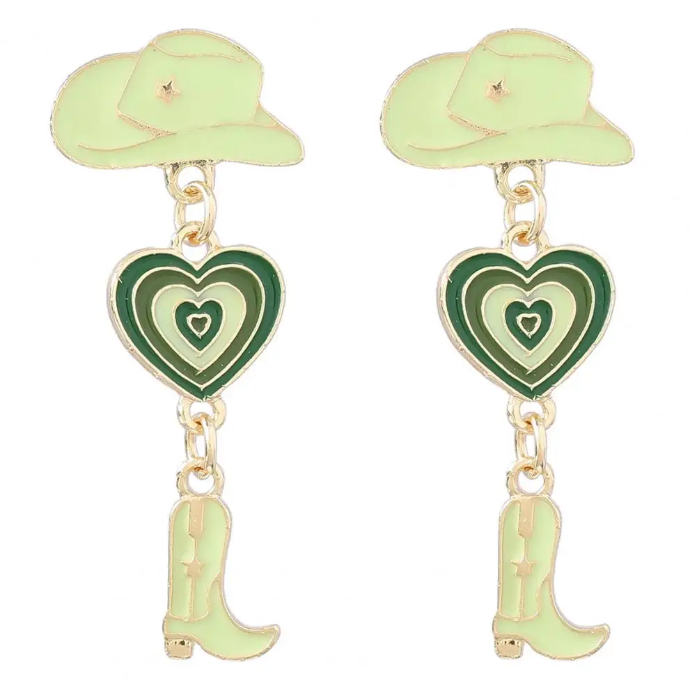 Girls Cowboy Hat Earrings Oil-dripping Cowgirl Hat Earrings Cowgirl Hat Earrings with Tassel Western Cowboy Boot for Women