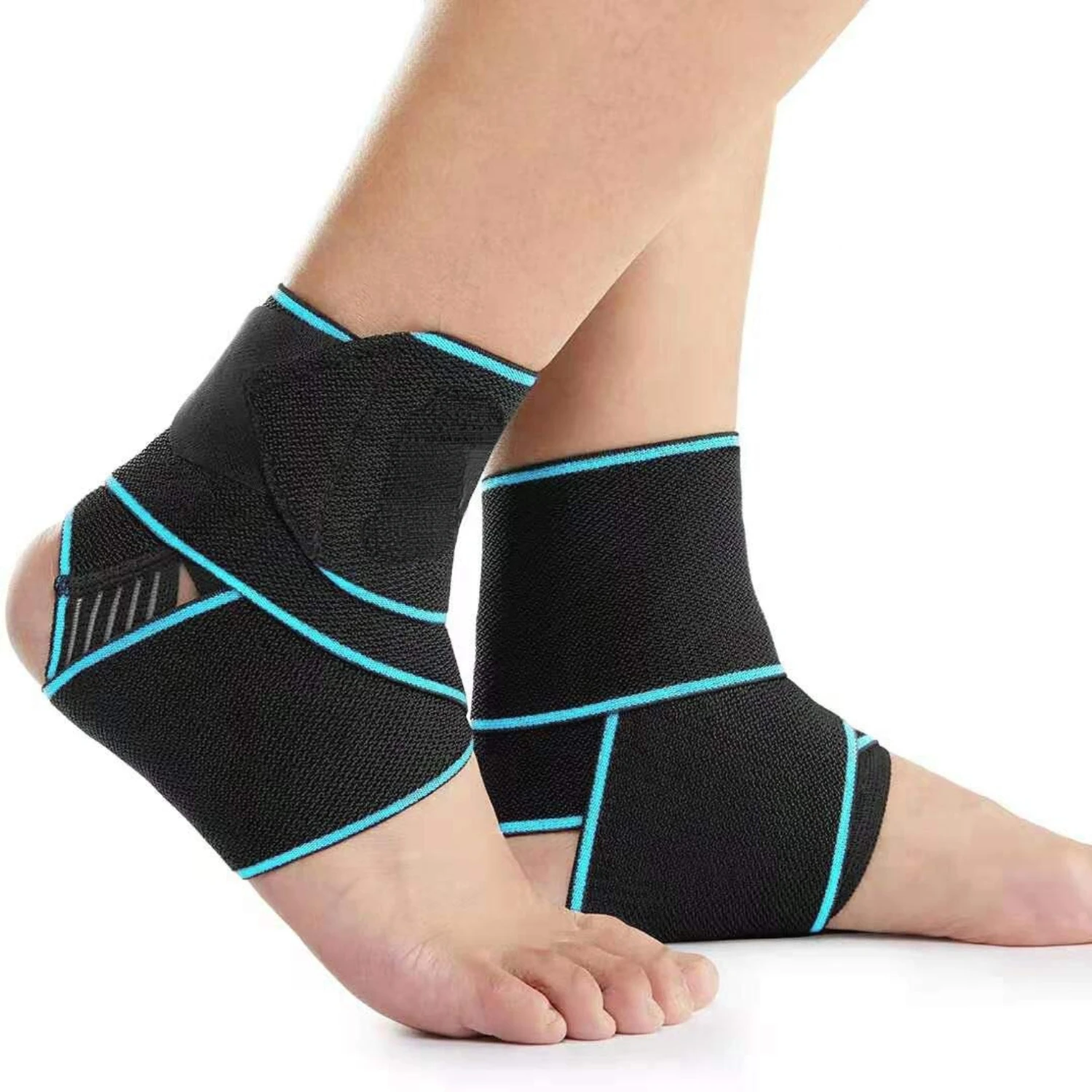 Super Comfortable, Adjustable and Breathable Elastic Ankle Brace - Ultimate Support for Sports - One Size Fits All