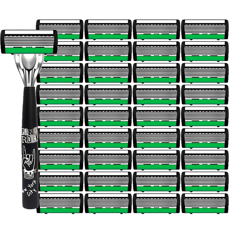 

Men women safety manual shaver with 6-layer stainless steel blades for hair removal, featuring replaceable razor heads