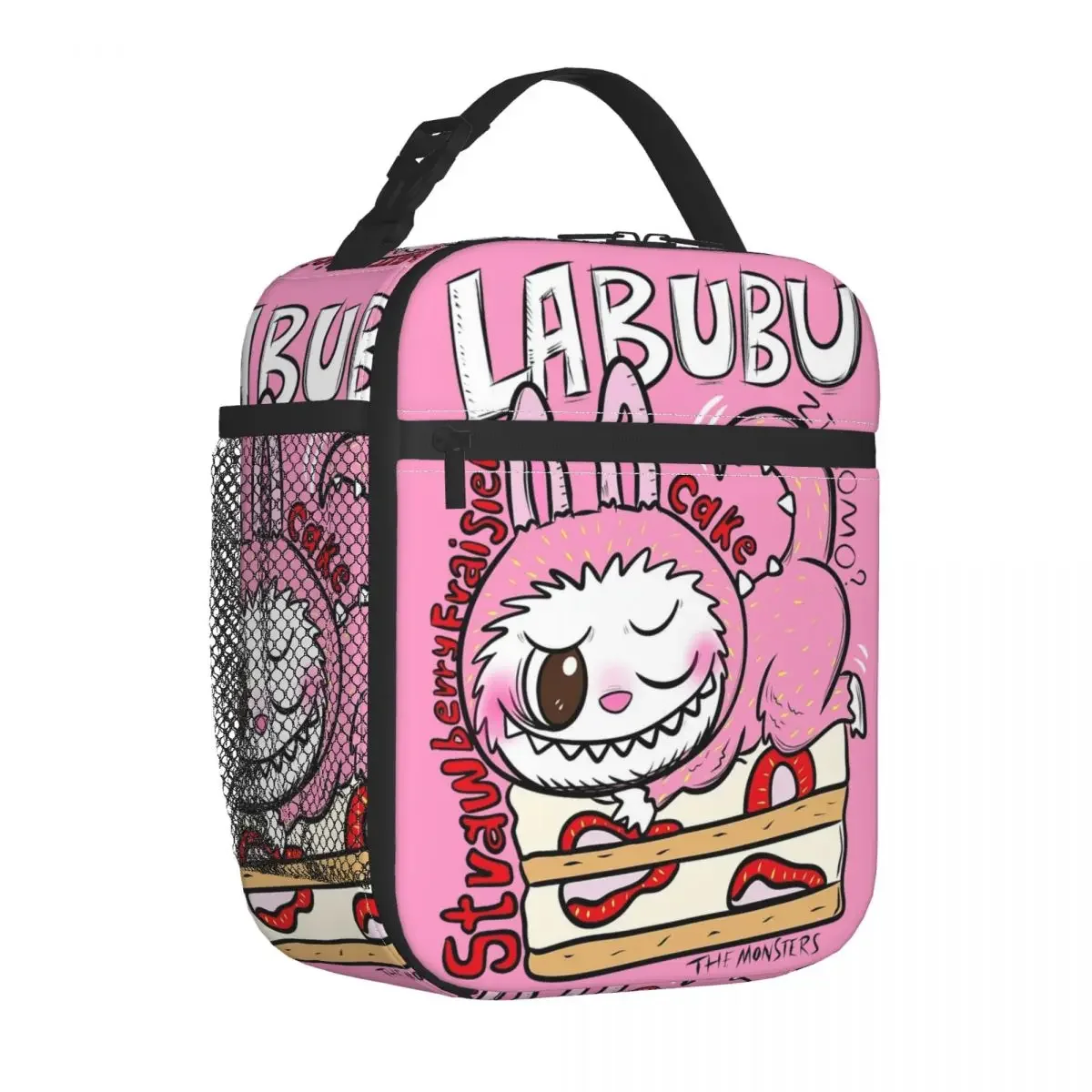 POP MART Labubu Strawberry Cake Cute Cartoon Popmart Thermal Insulated Lunch Bag for Work Portable Food Bag Thermal Lunch Boxes