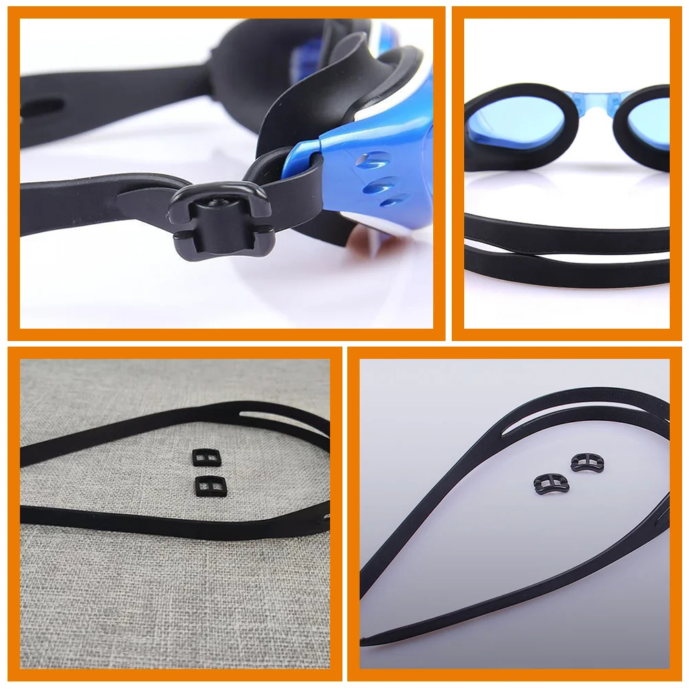 

Swim Goggle Buckle 2pcs Silica Lanyard Adjustable Non Strap for Kids Adults Black Eyewear Accessory Fixing Rope